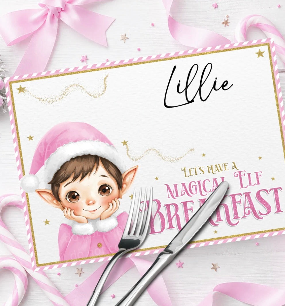 Personalised elf placemats