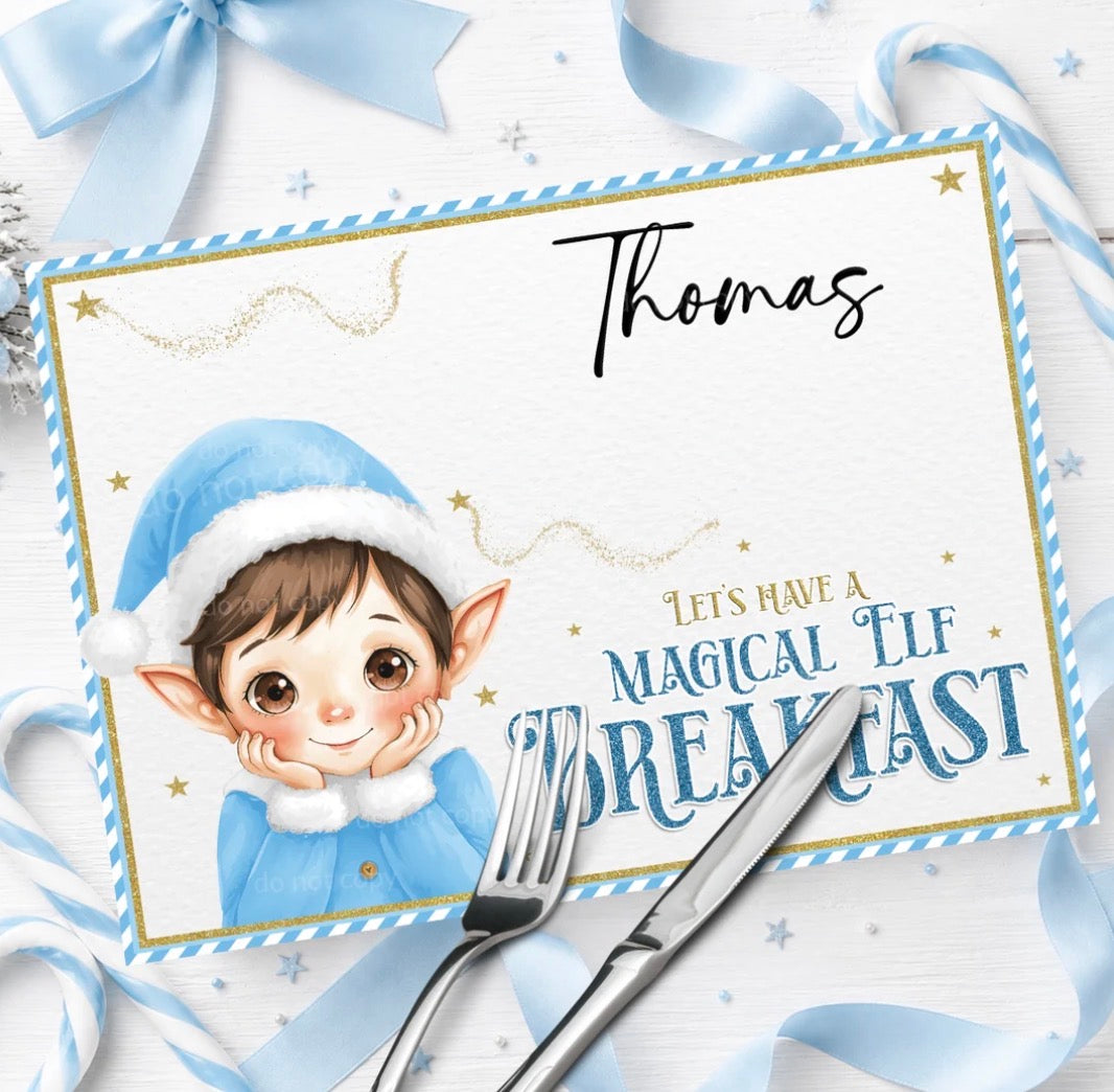 Personalised elf placemats