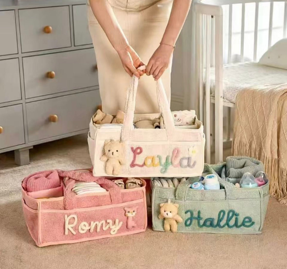 Personalised Embroidered baby caddys (preorder)