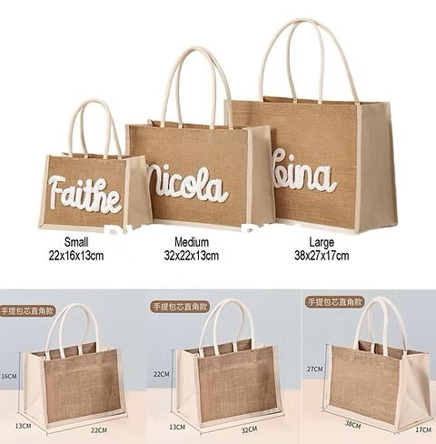 Personalised embroidered burlap bags (Preorder)