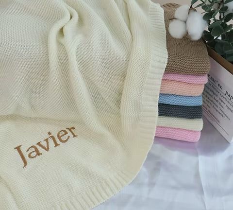 Personalised Embroidered knitted blanket (Preorder)