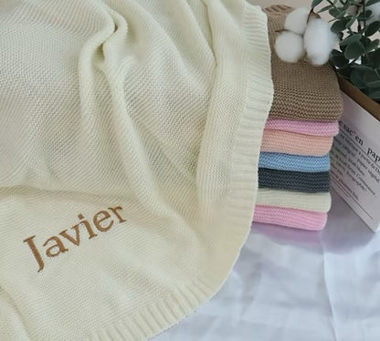 Personalised Embroidered knitted blanket (Preorder)