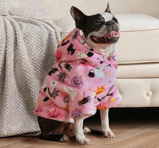 Halloween Print Dog Hoodie - Blush / PREORDER