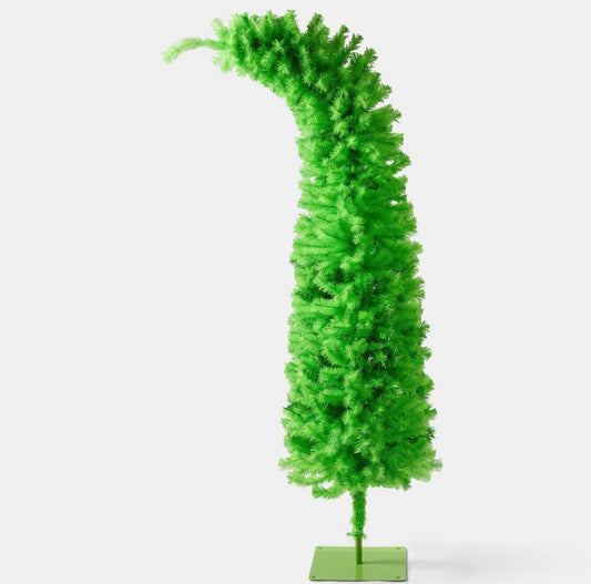 Novelty Tilted Christmas Tree, Green - 6ft /PREORDER