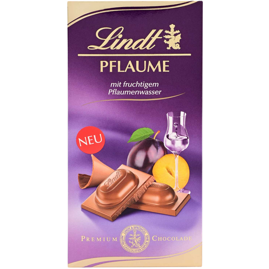 Lindt | Plum Liqueur Milk Chocolate | 100g Bar | BB End August 26