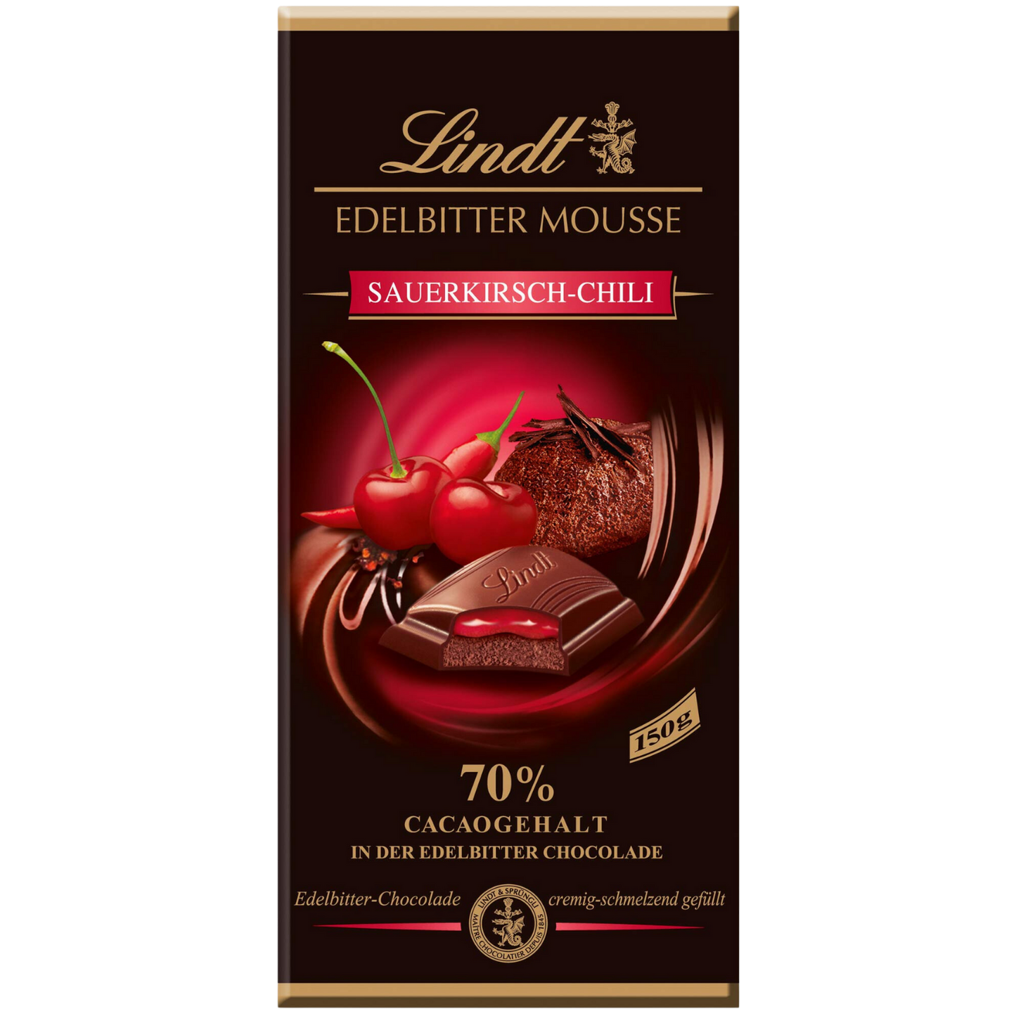 Lindt 70% Dark | Cherry & Chilli Mousse | 150g Bar