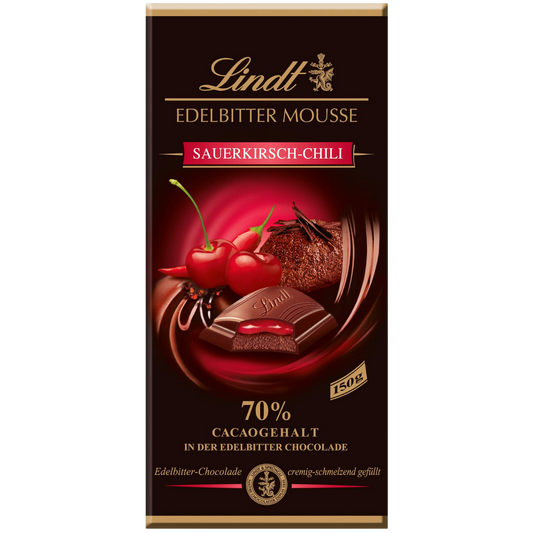 Lindt 70% Dark | Cherry & Chilli Mousse | 150g Bar