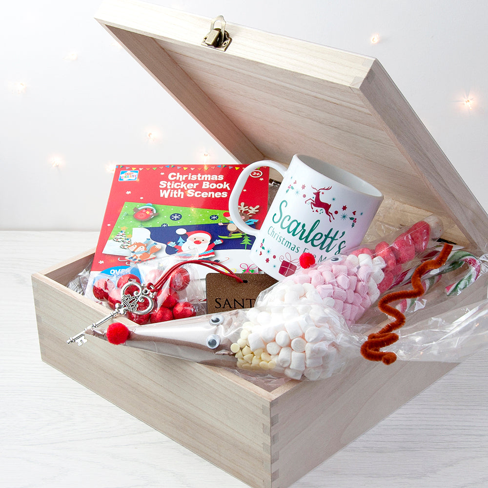Personalised Festive Woodland Red Christmas Eve Box