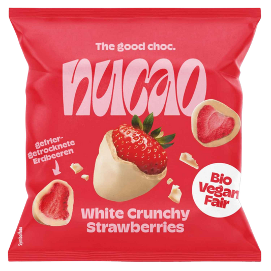 Nucoa | Organic Vegan Strawberries & White Cocoa | 50g Bag