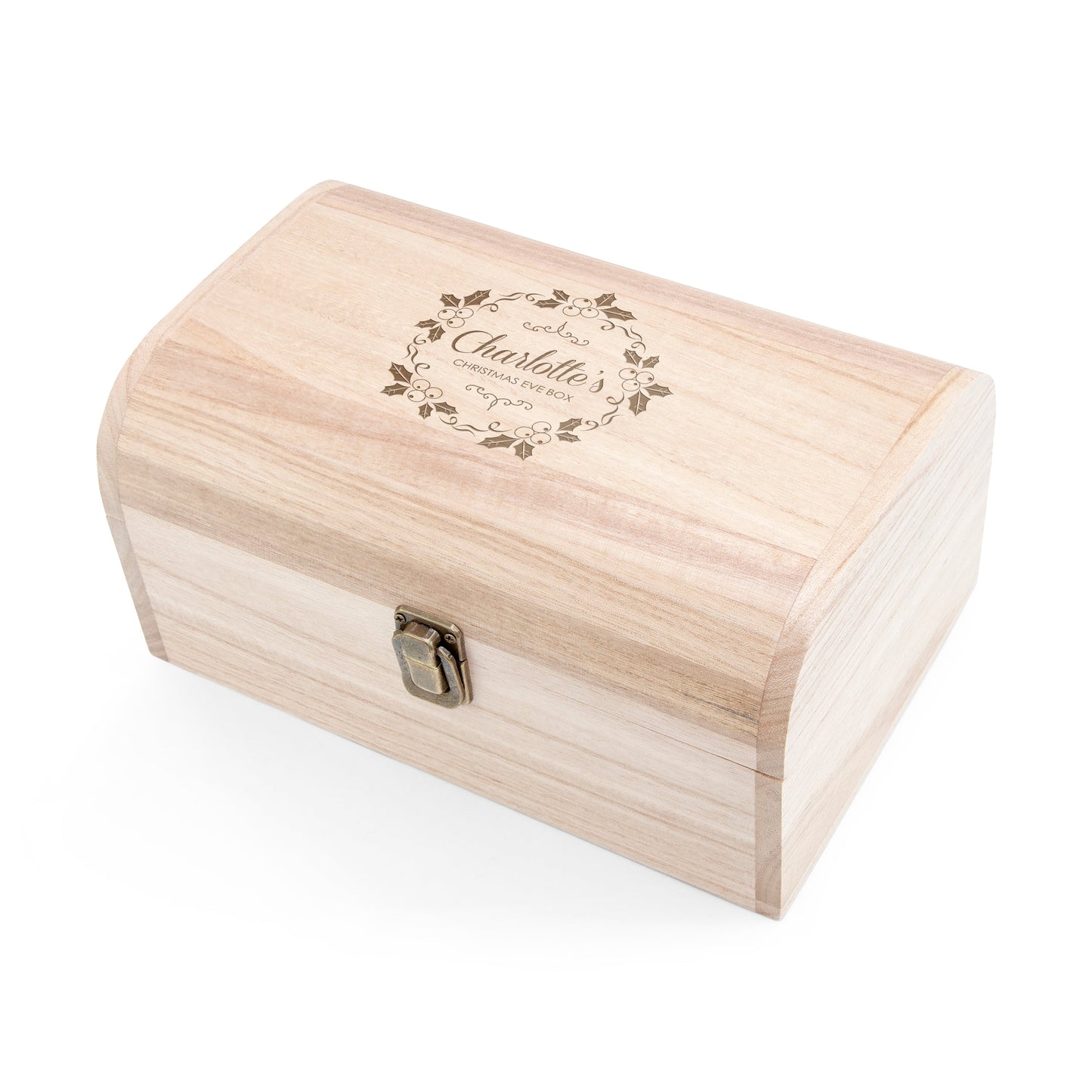Personalised Christmas Eve Chest With Mistletoe Wreath