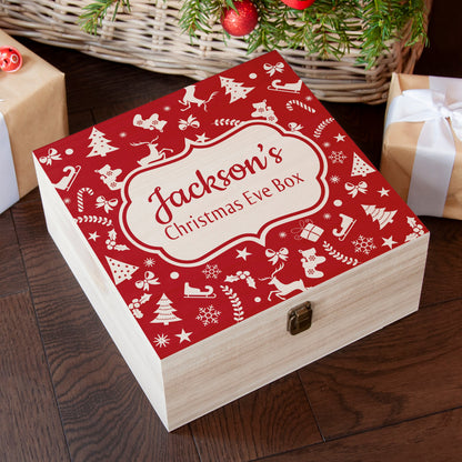 Personalised Festive Pattern Christmas Eve Box