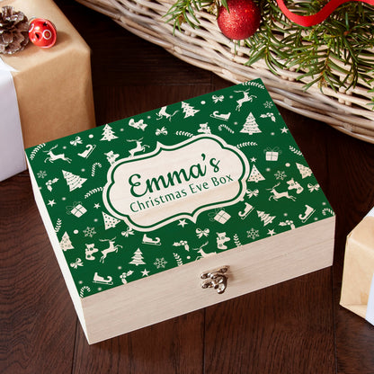Personalised Festive Pattern Christmas Eve Box