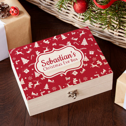 Personalised Festive Pattern Christmas Eve Box