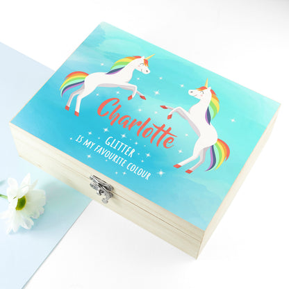 Personalised Rainbow Unicorn Accessories Box