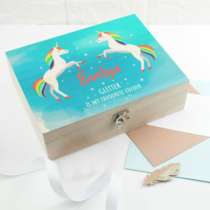 Personalised Rainbow Unicorn Accessories Box