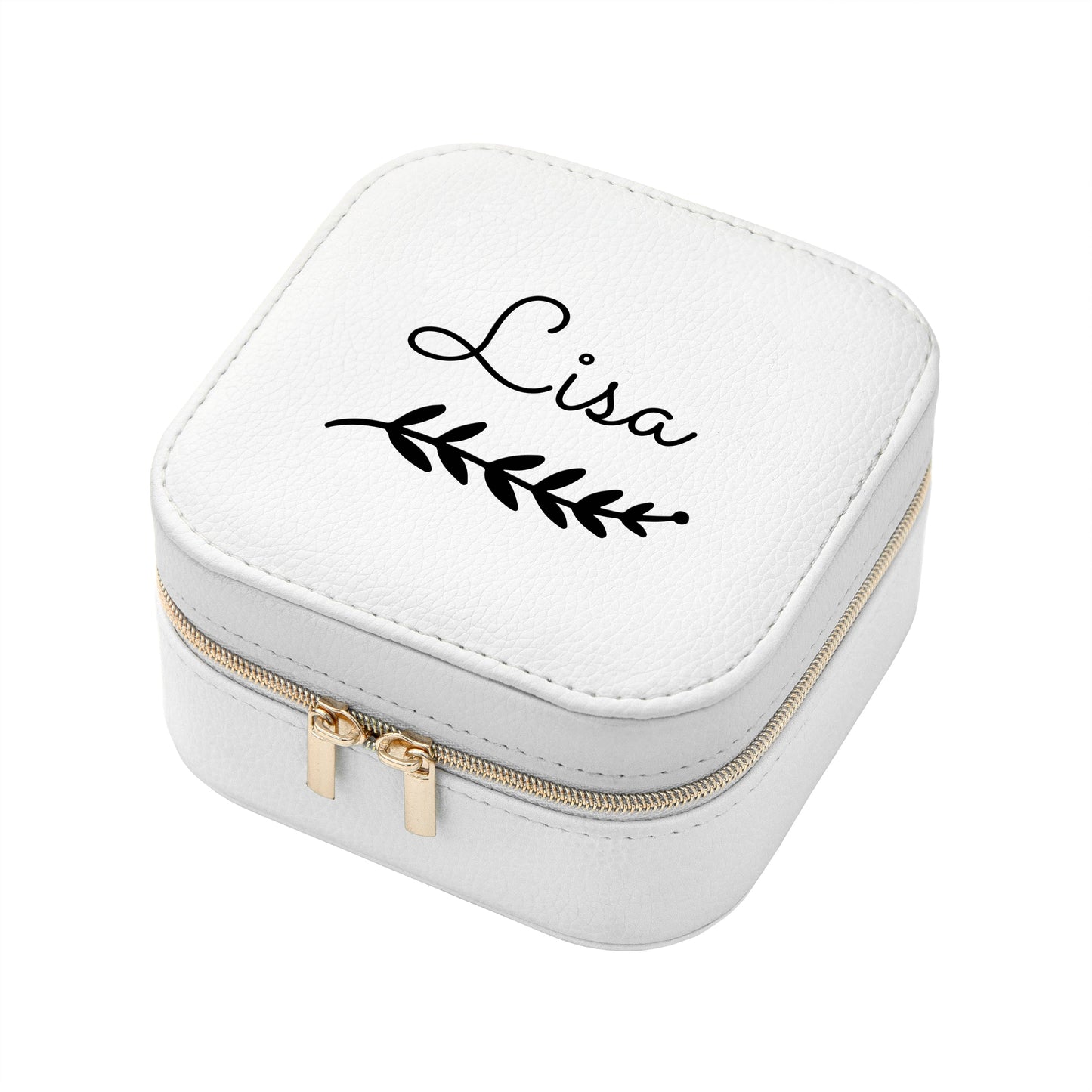 Personalised Wreath White Travel Jewellery Case