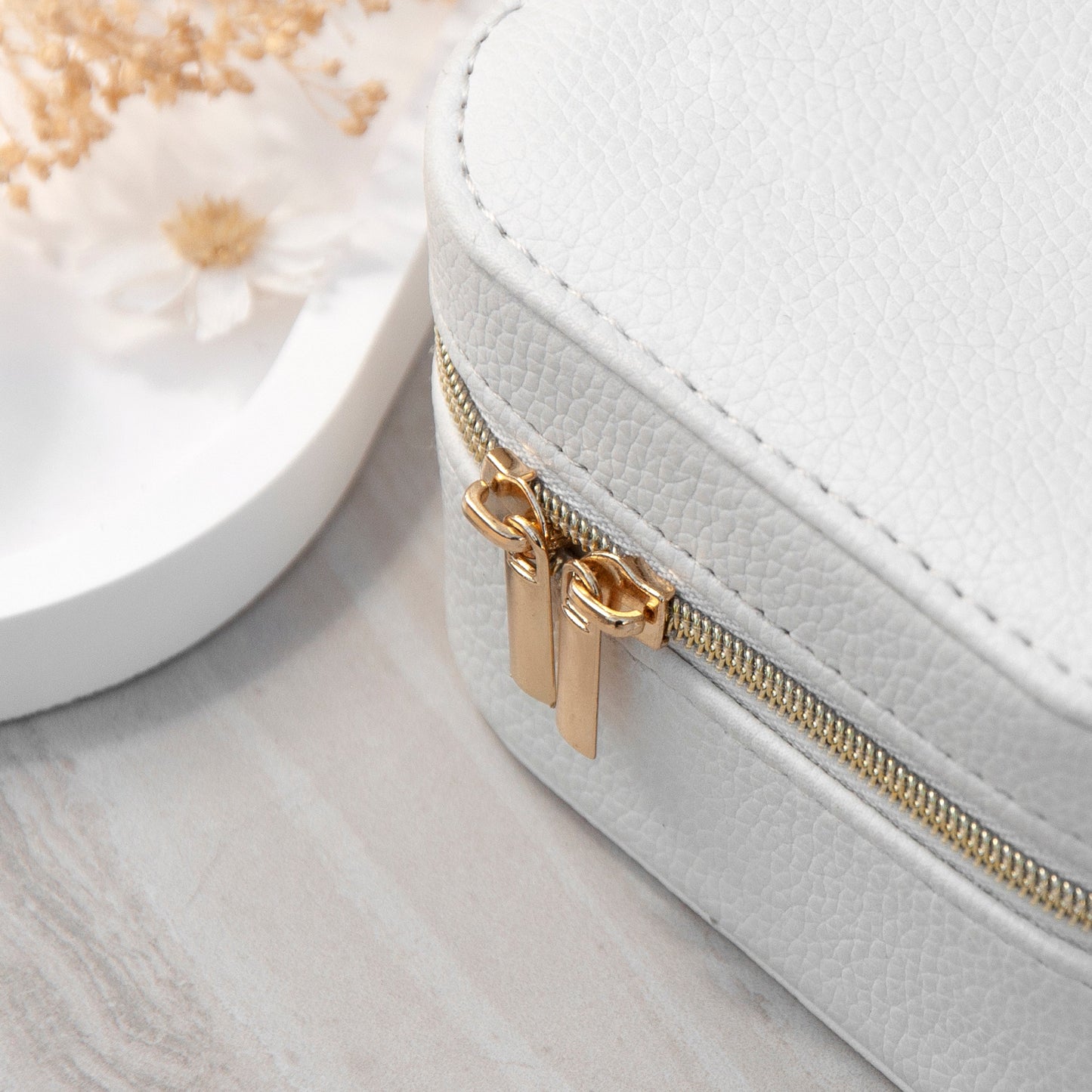 Personalised Animal Print White Travel Jewellery Case