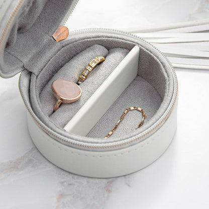 Personalised White Travel Jewellery Case with Tassel