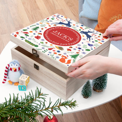 Personalised Festive Woodland Red Christmas Eve Box