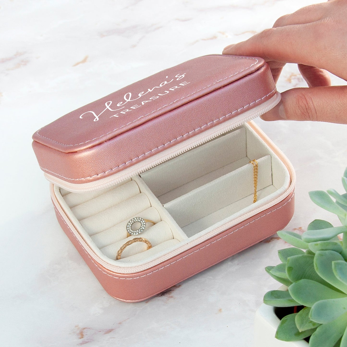 Personalised Sparkly Pink 'My Treasure' Jewellery Case