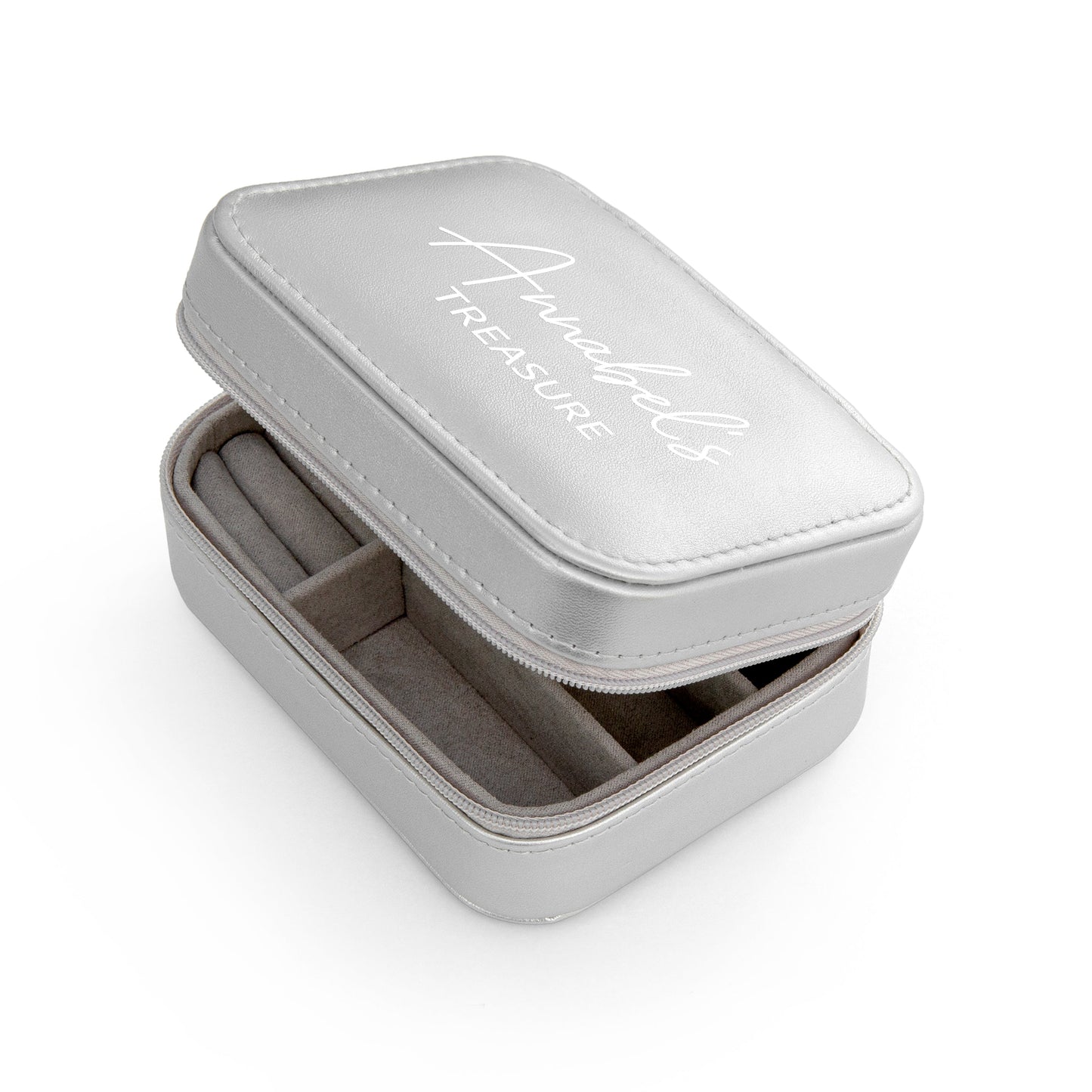 Personalised Metallic Silver 'My Treasure' Jewellery Case