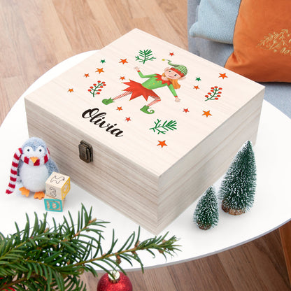 Personalised Girl Elf Christmas Eve Box