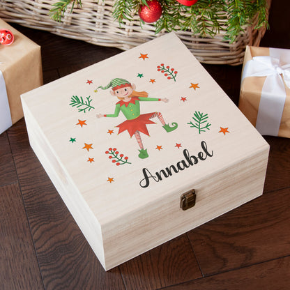 Personalised Girl Elf Christmas Eve Box