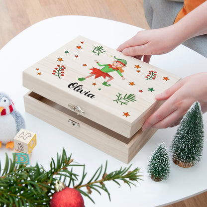 Personalised Girl Elf Christmas Eve Box