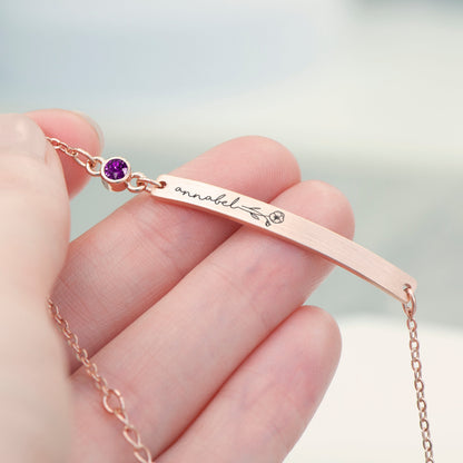 Personalised Birth Flower Swarovski Crystal Rose Gold Bracelet