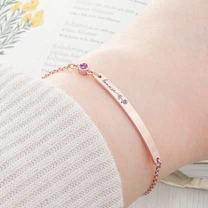 Personalised Birth Flower Swarovski Crystal Rose Gold Bracelet