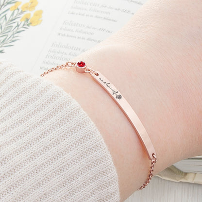 Personalised Birth Flower Swarovski Crystal Rose Gold Bracelet