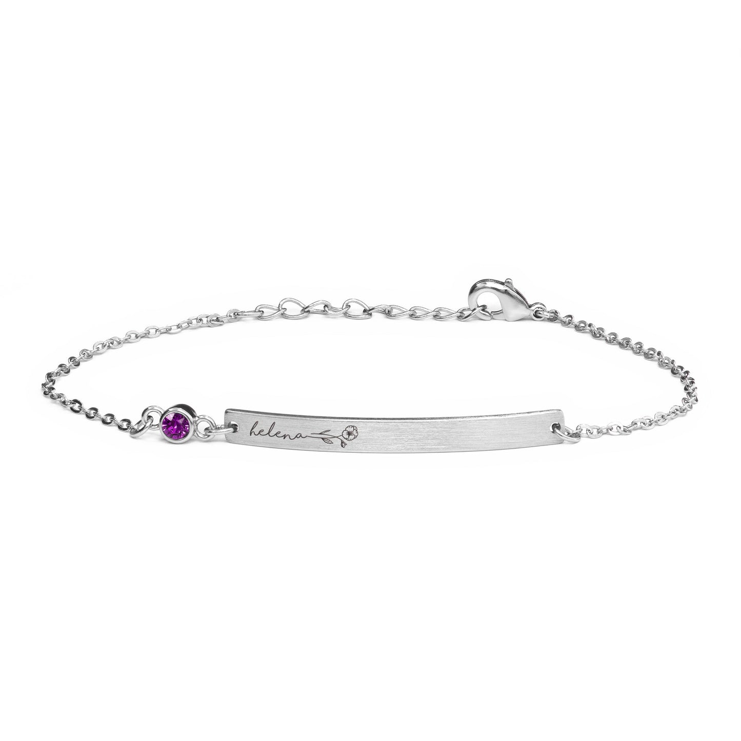 Personalised Silver Birth Flower Swarovski Crystal Bracelet