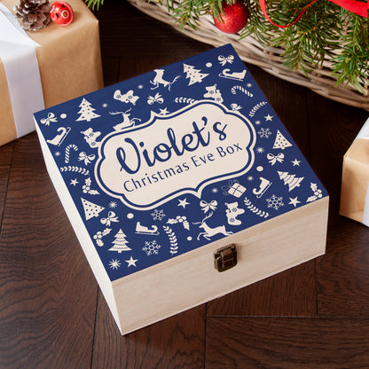 Personalised Festive Pattern Christmas Eve Box