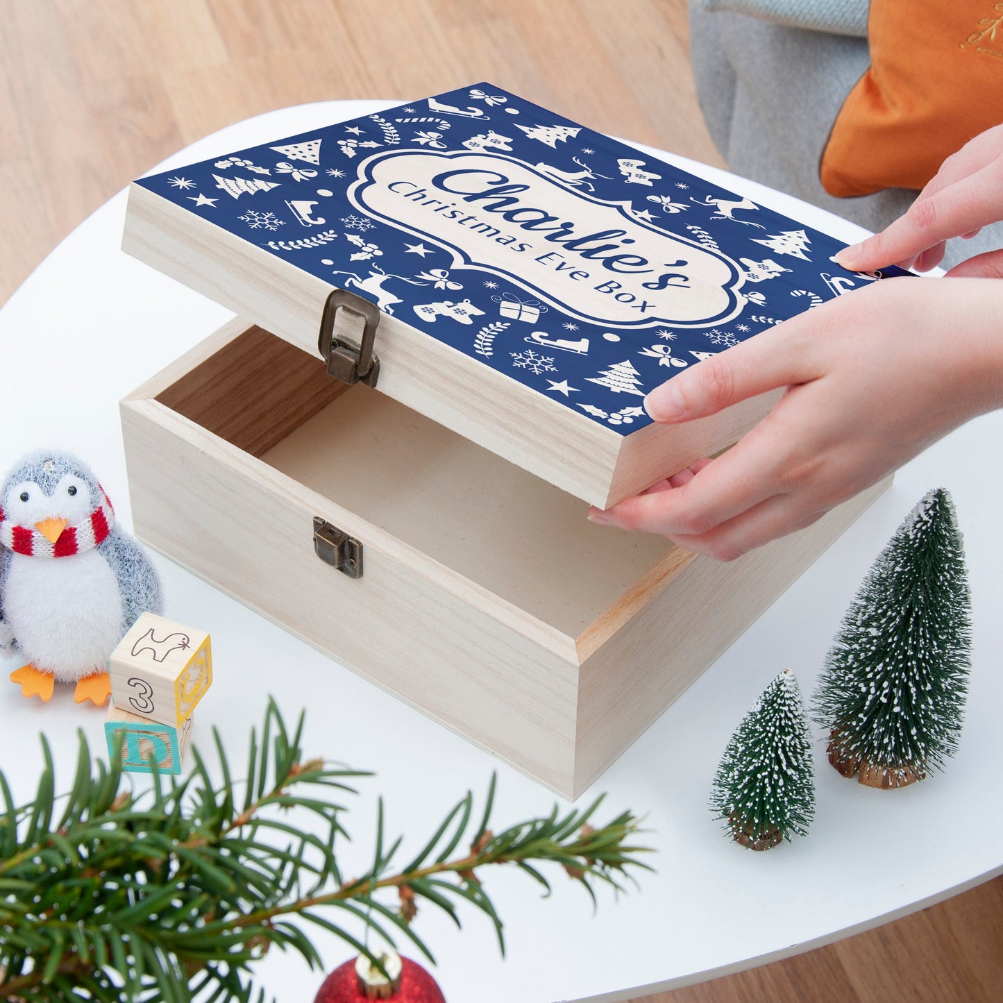 Personalised Festive Pattern Christmas Eve Box