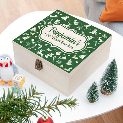 Personalised Festive Pattern Christmas Eve Box