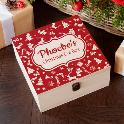Personalised Festive Pattern Christmas Eve Box