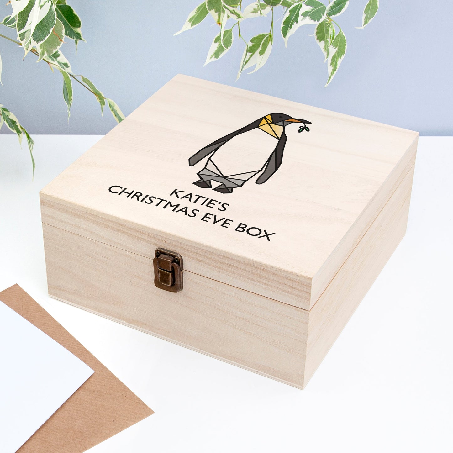 Personalised Geometric Penguin Christmas Eve Box