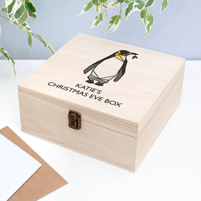 Personalised Geometric Penguin Christmas Eve Box