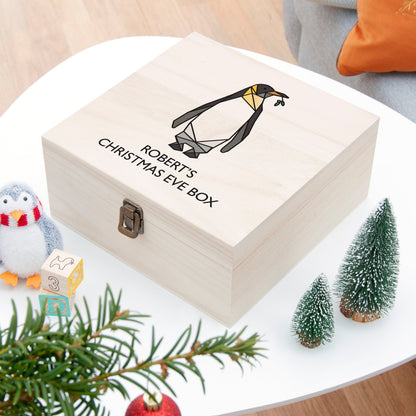 Personalised Geometric Penguin Christmas Eve Box