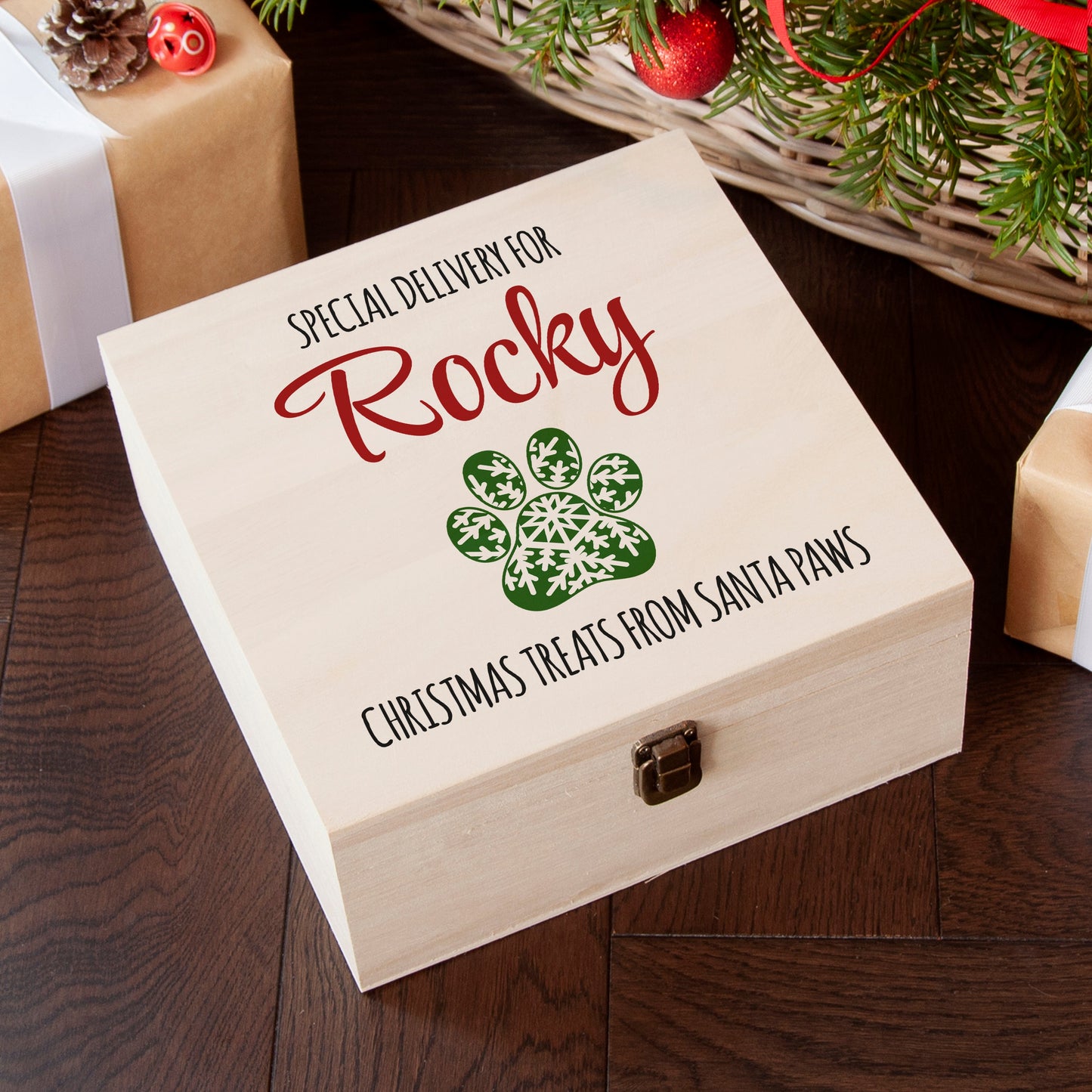 Personalised Pet Paw Christmas Treats Box