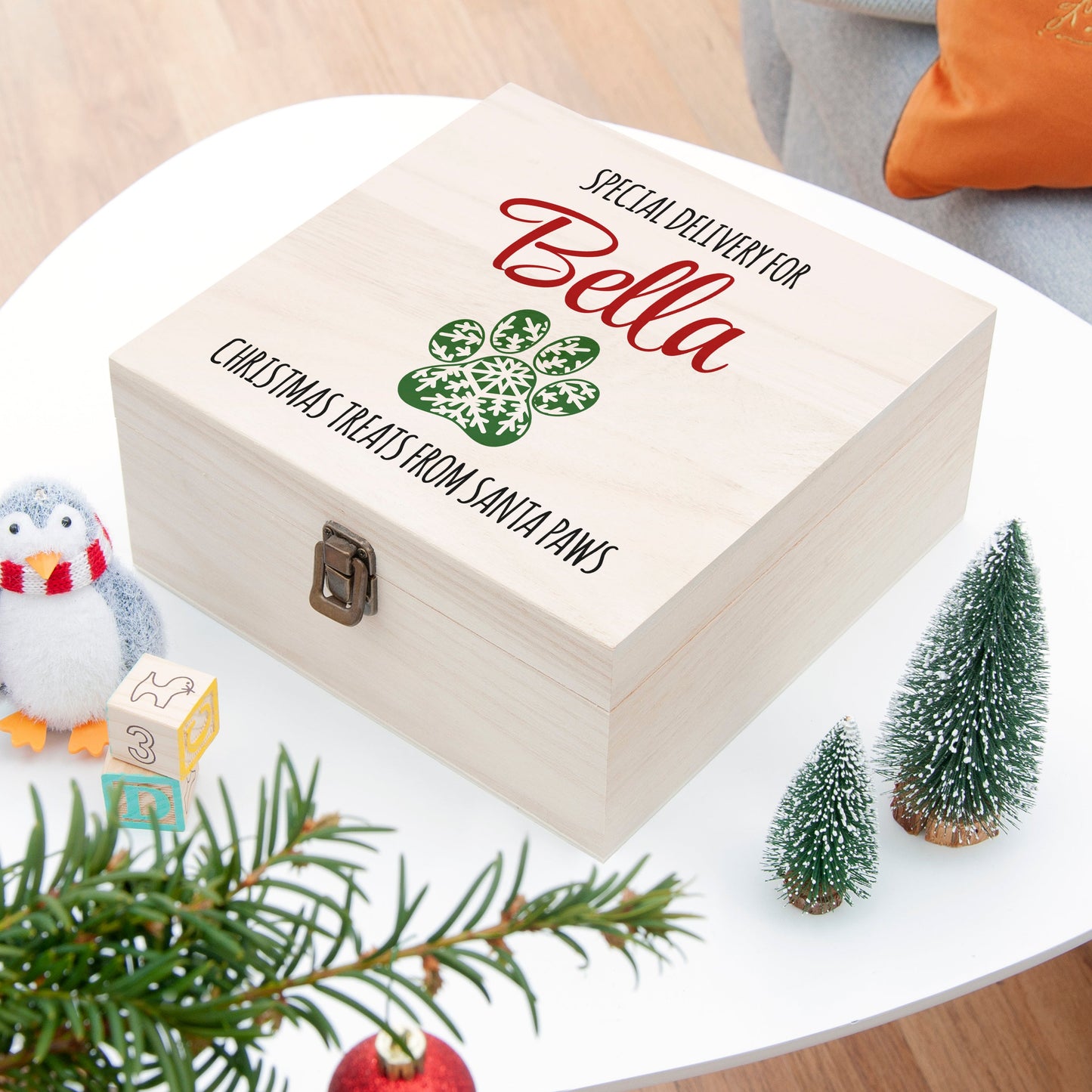 Personalised Pet Paw Christmas Treats Box