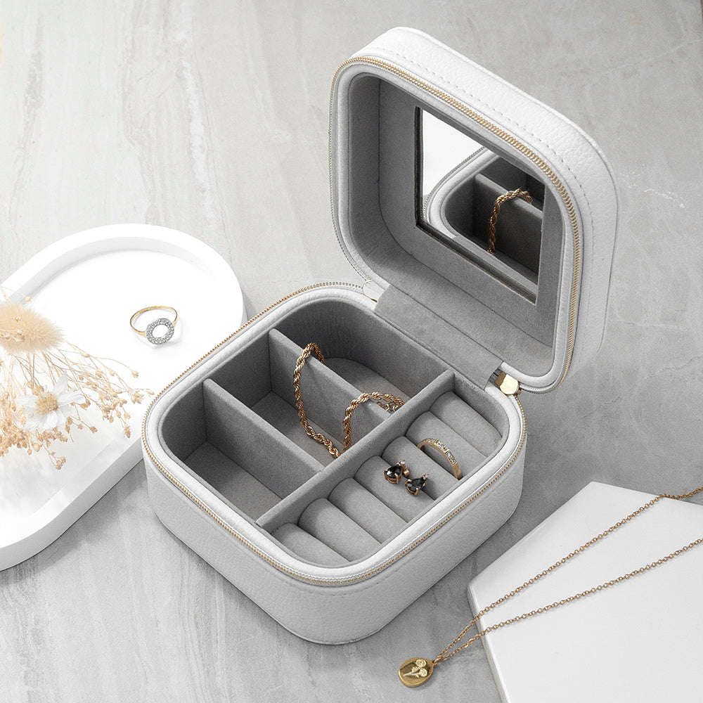 Personalised Bold Message White Travel Jewellery Case