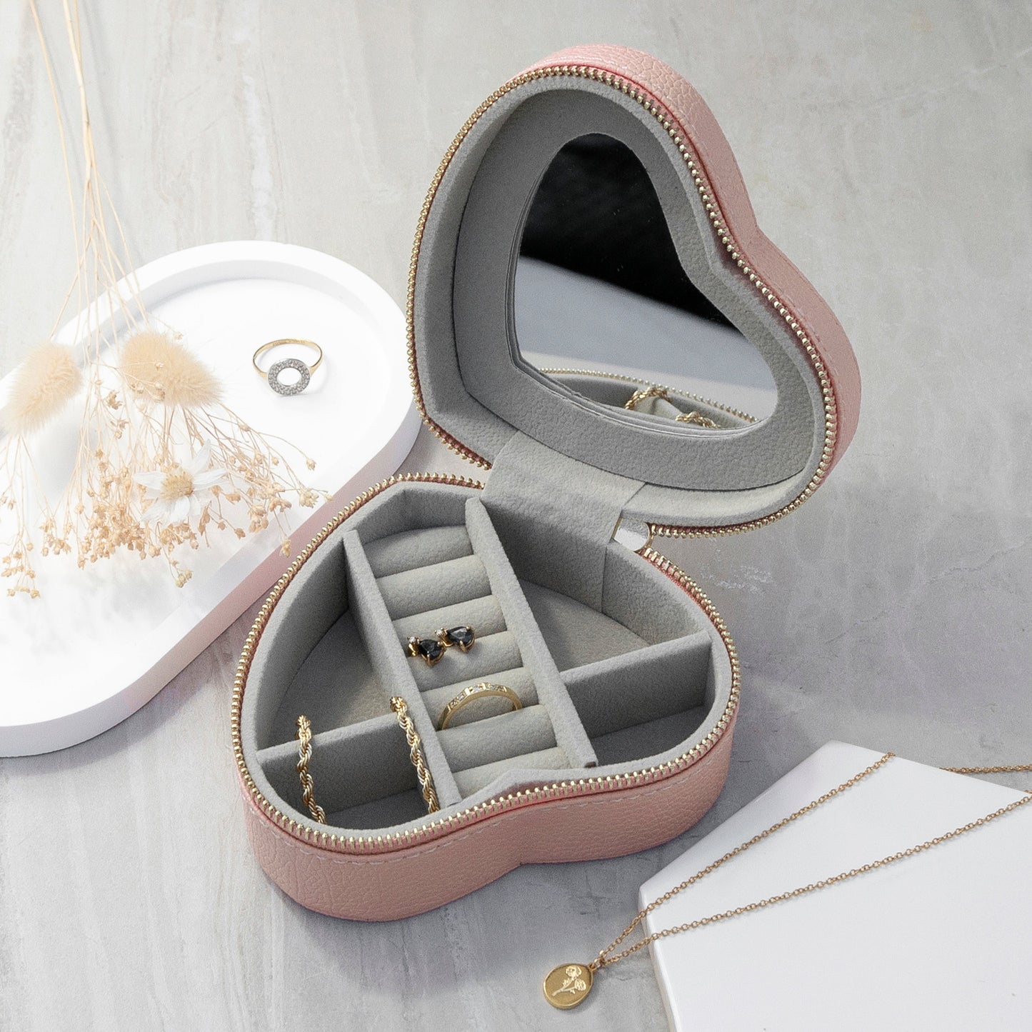Personalised Bold Message Pink Heart Jewellery Case