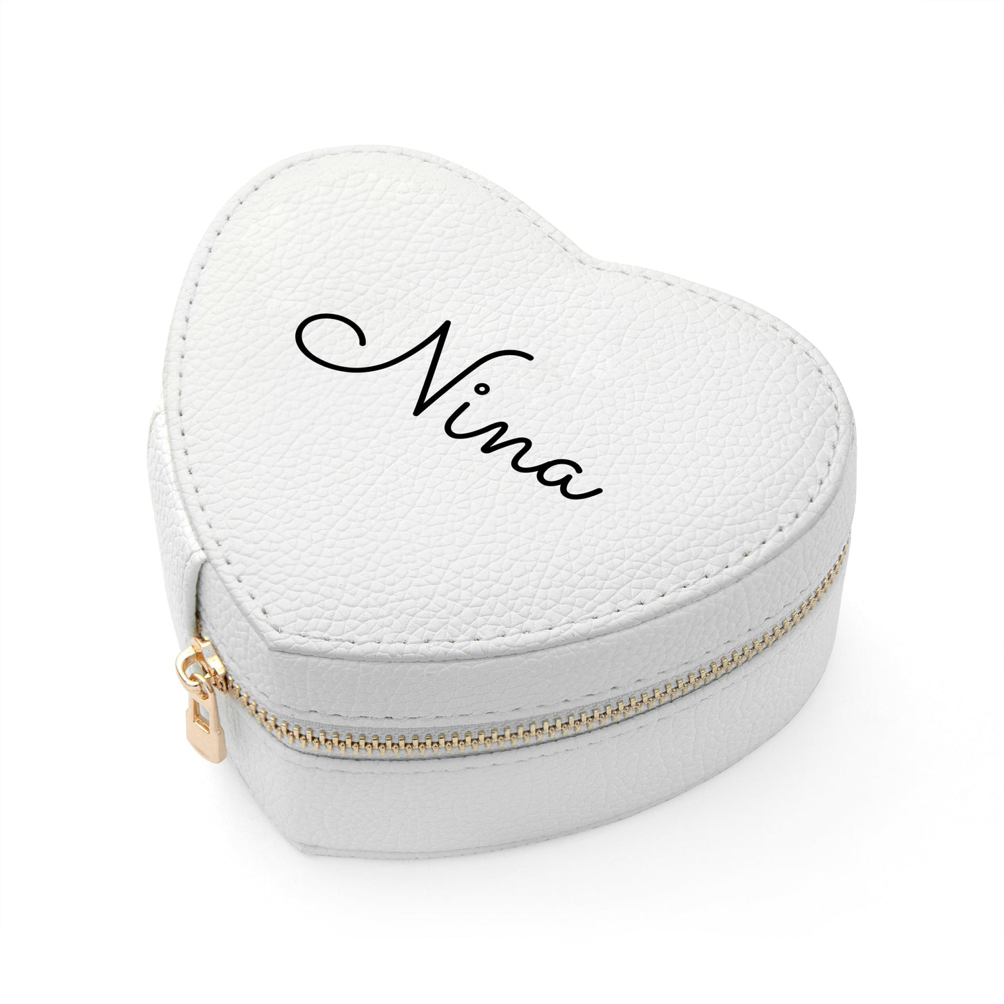 Personalised White Heart Jewellery Case