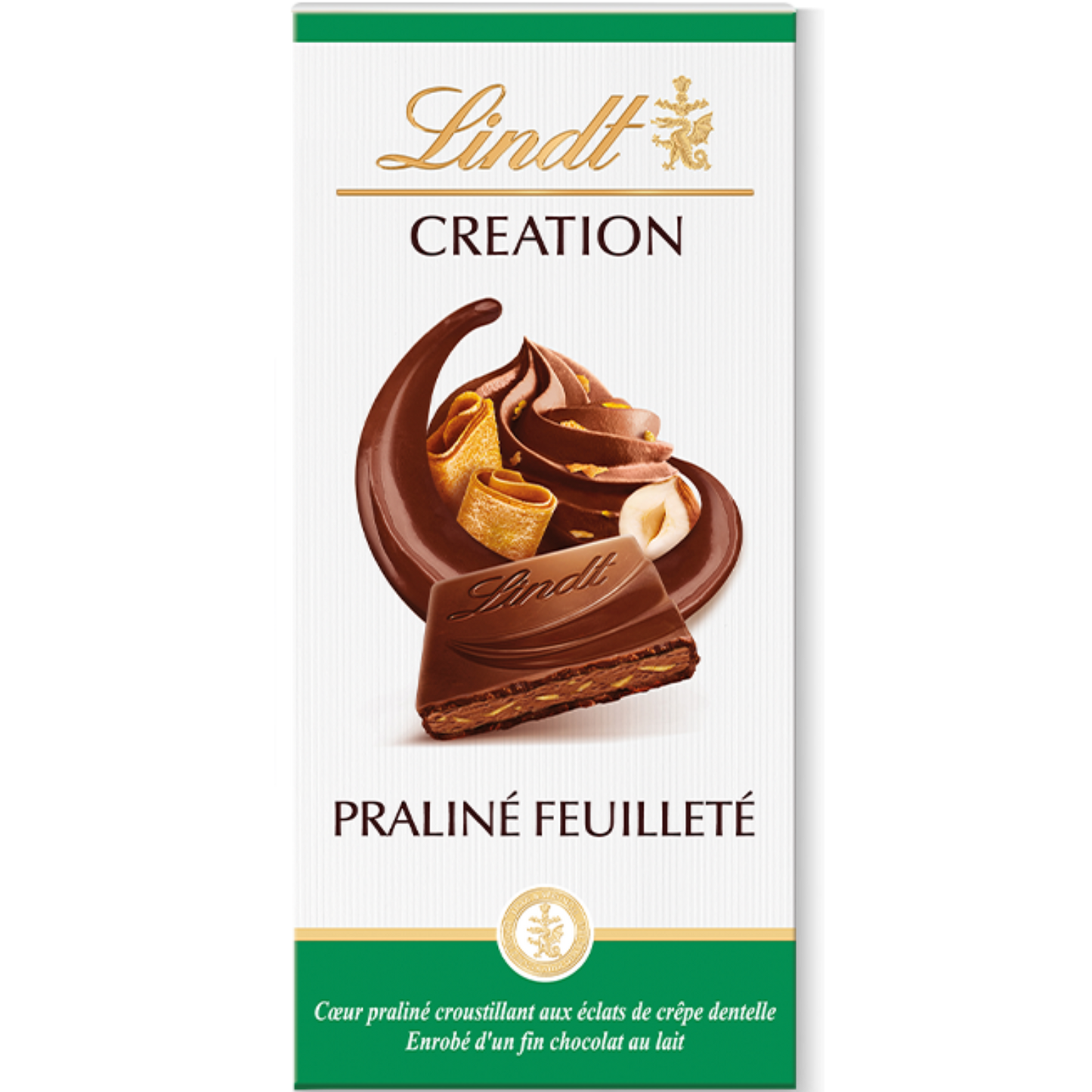 Lindt Creation | Hazelnut Wafer Milk Chocolate | 150g Bar | BB End Sept 26