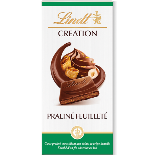 Lindt Creation | Hazelnut Wafer Milk Chocolate | 150g Bar | BB End Sept 26