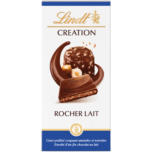 Lindt Creation | Hazelnut Rocher Milk Chocolate | 150g Bar | BB End Jan 27