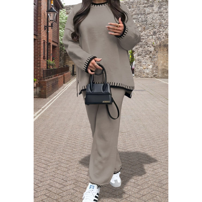 Stitched Stylish 2-Piece Knitted Lounge Co-Ord Set - Ultimate Comfort