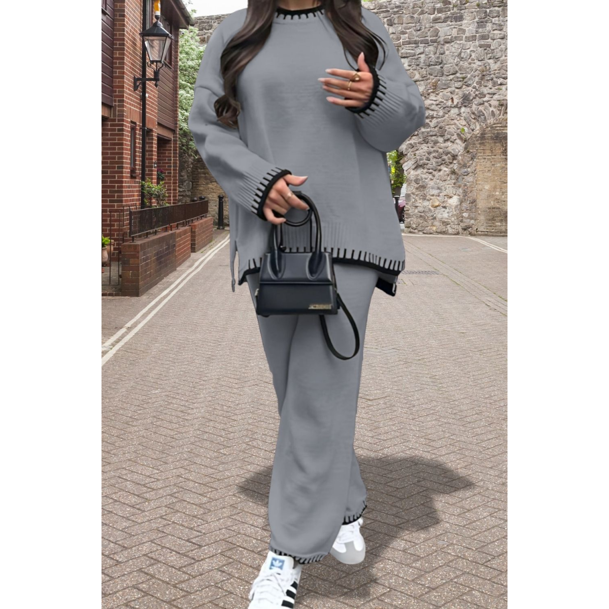 Stitched Stylish 2-Piece Knitted Lounge Co-Ord Set - Ultimate Comfort