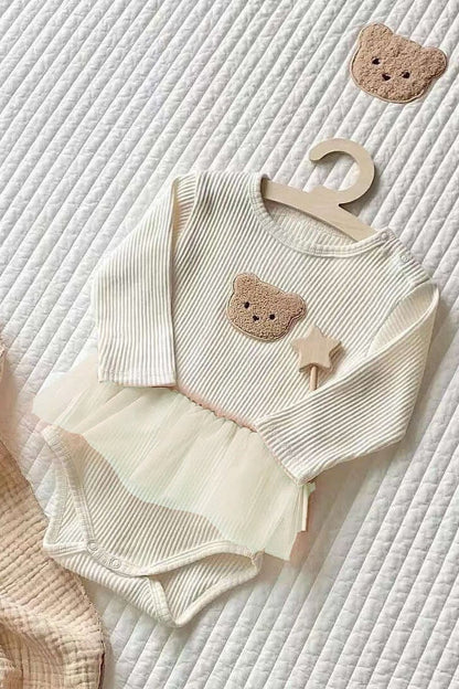 Cozy Bear Tutu Bodysuit in Creme